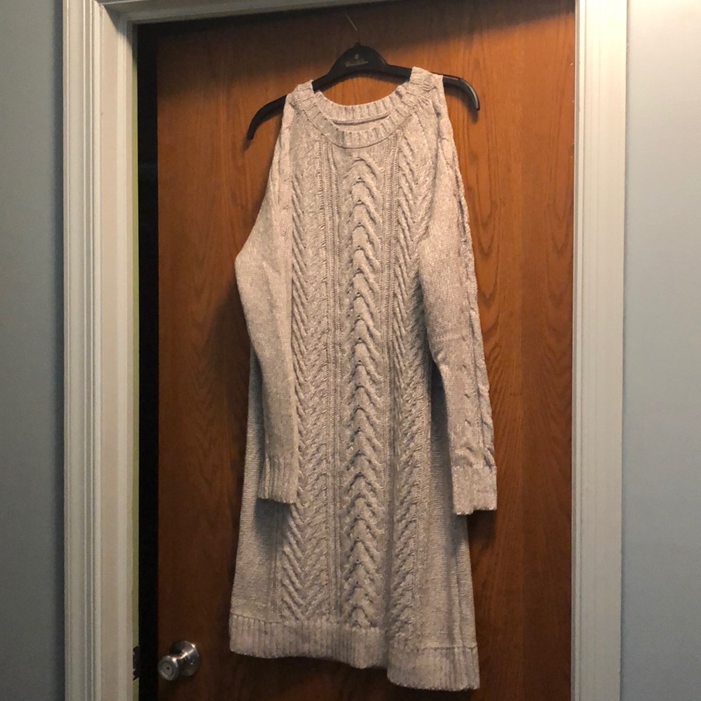 Cold shoulder sweater dress